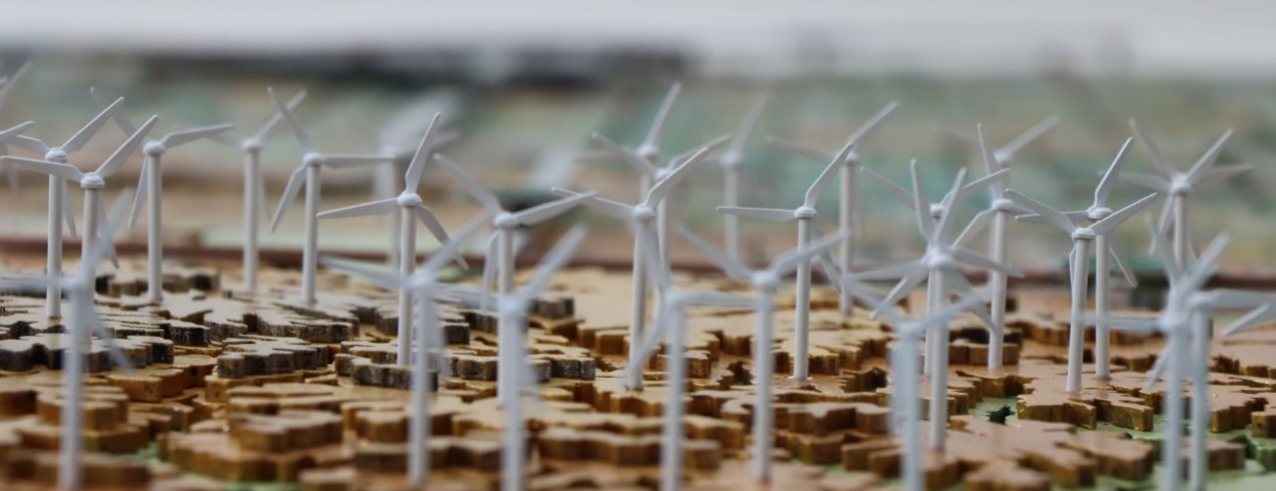 Field of miniature wind turbines on layered terrain